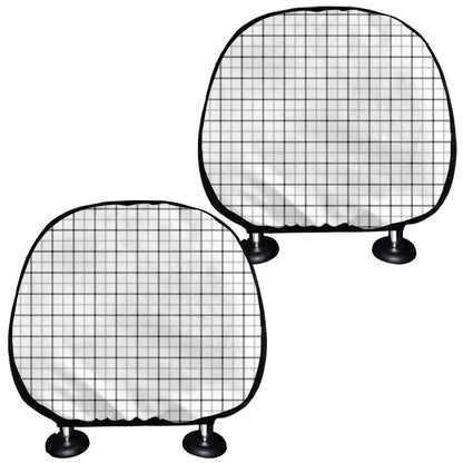 White Tattersall Pattern Print Car Headrest Covers