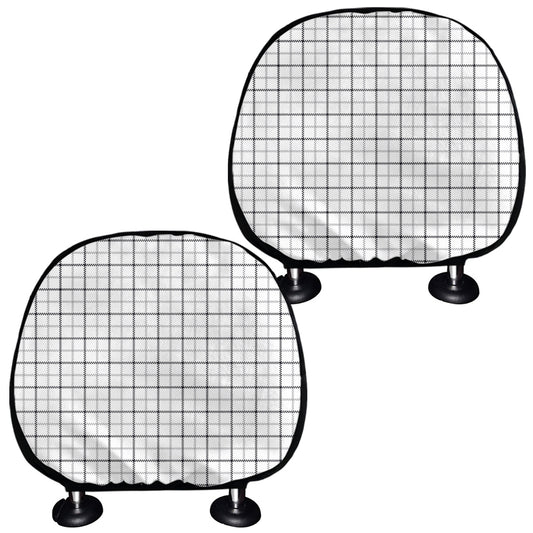 White Tattersall Pattern Print Car Headrest Covers