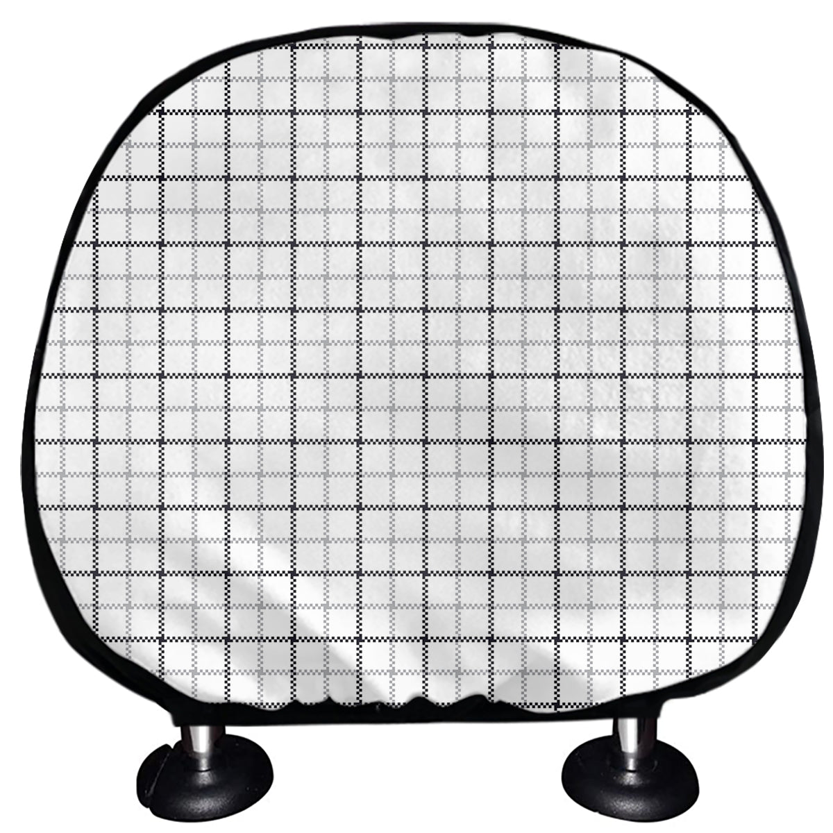 White Tattersall Pattern Print Car Headrest Covers