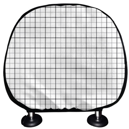 White Tattersall Pattern Print Car Headrest Covers
