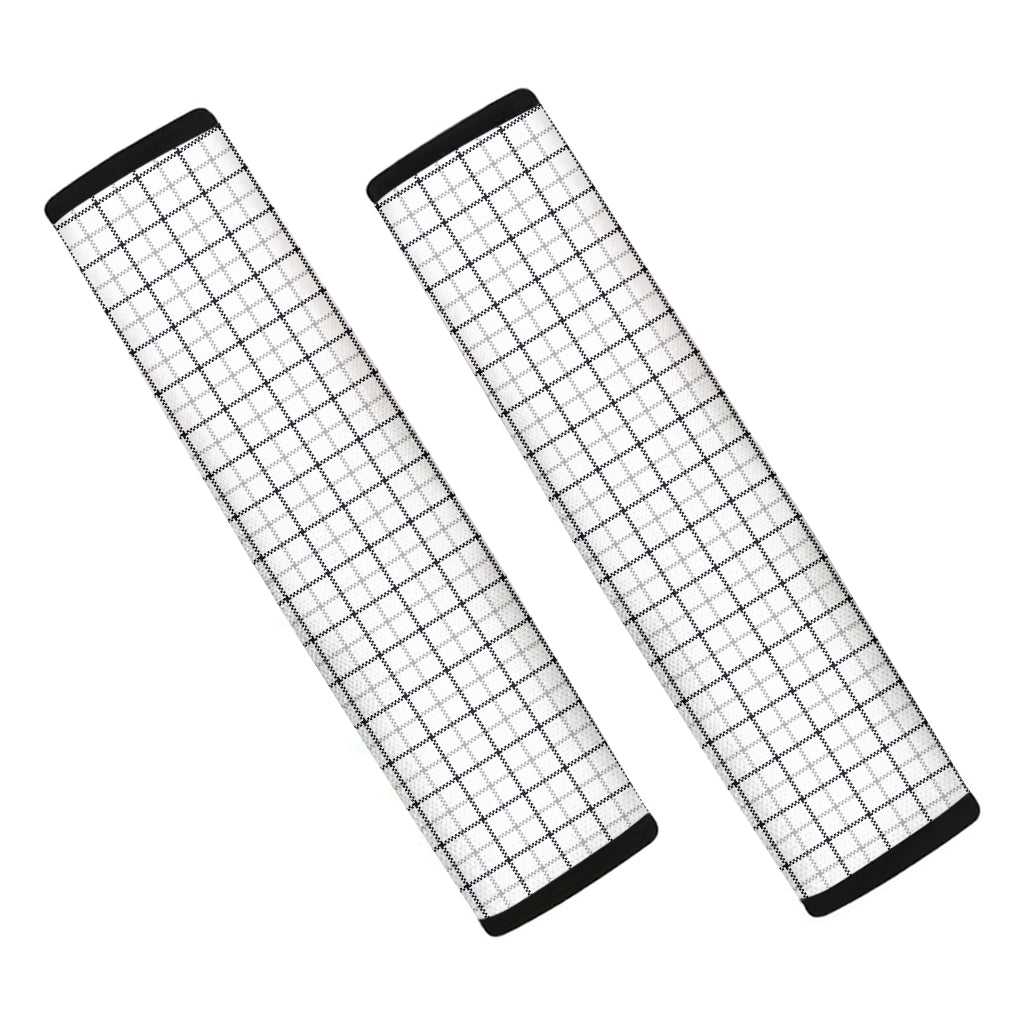 White Tattersall Pattern Print Car Seat Belt Covers