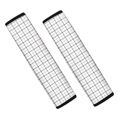 White Tattersall Pattern Print Car Seat Belt Covers