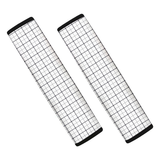 White Tattersall Pattern Print Car Seat Belt Covers