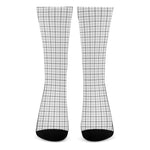 White Tattersall Pattern Print Crew Socks