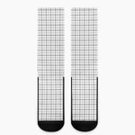 White Tattersall Pattern Print Crew Socks