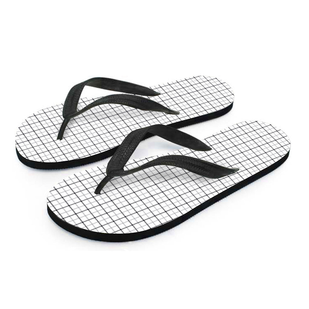 White Tattersall Pattern Print Flip Flops