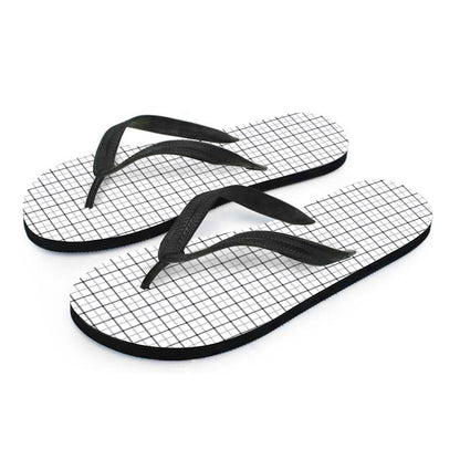 White Tattersall Pattern Print Flip Flops