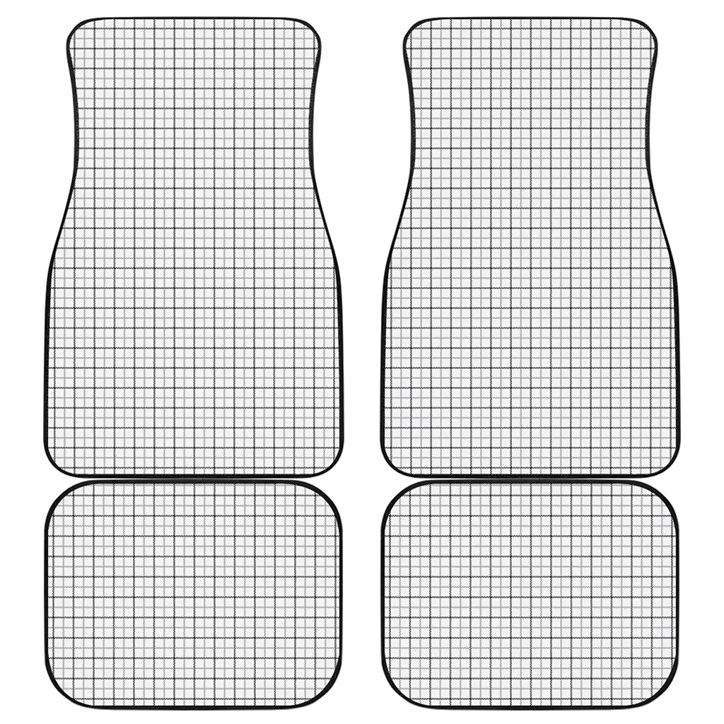 White Tattersall Pattern Print Front and Back Car Floor Mats