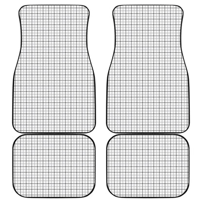 White Tattersall Pattern Print Front and Back Car Floor Mats