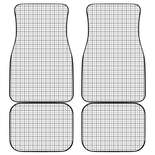 White Tattersall Pattern Print Front and Back Car Floor Mats