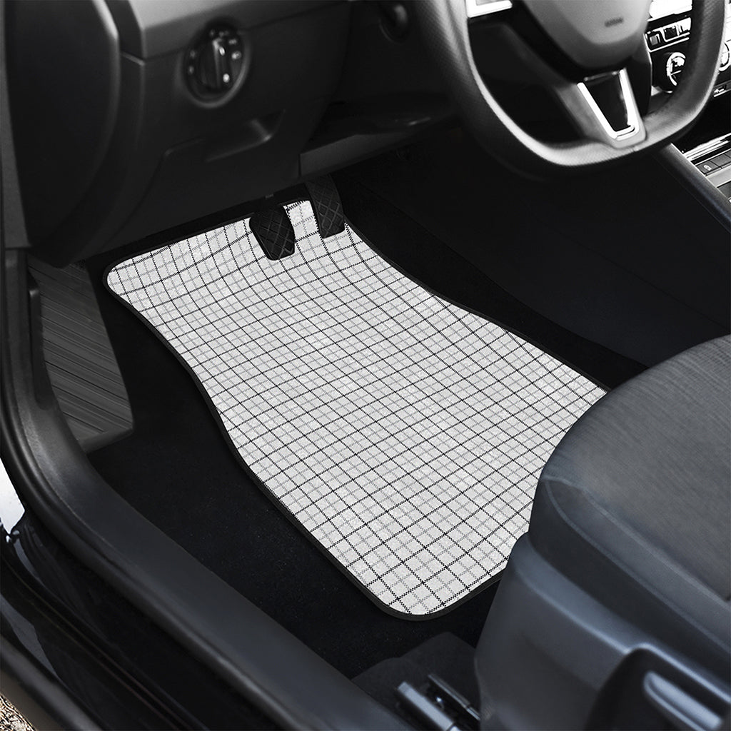White Tattersall Pattern Print Front and Back Car Floor Mats