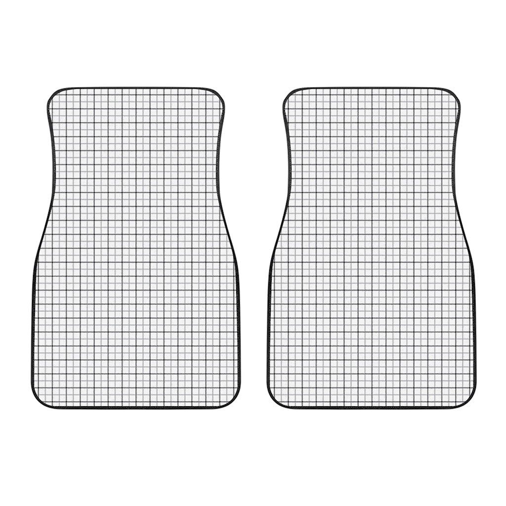 White Tattersall Pattern Print Front Car Floor Mats