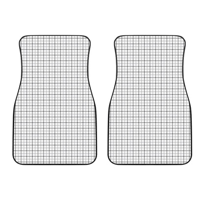 White Tattersall Pattern Print Front Car Floor Mats
