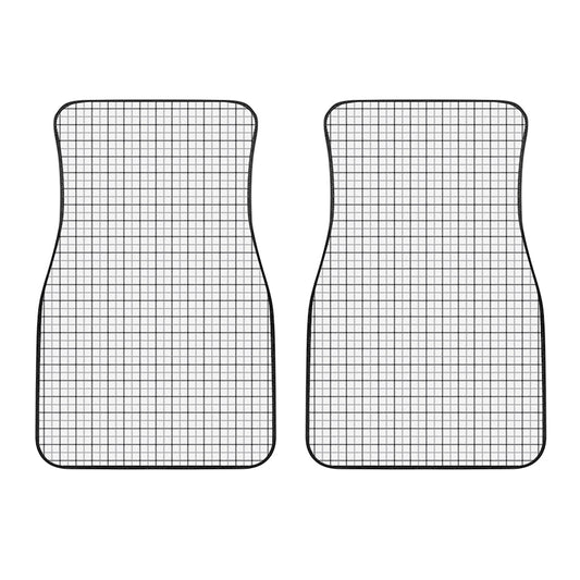 White Tattersall Pattern Print Front Car Floor Mats