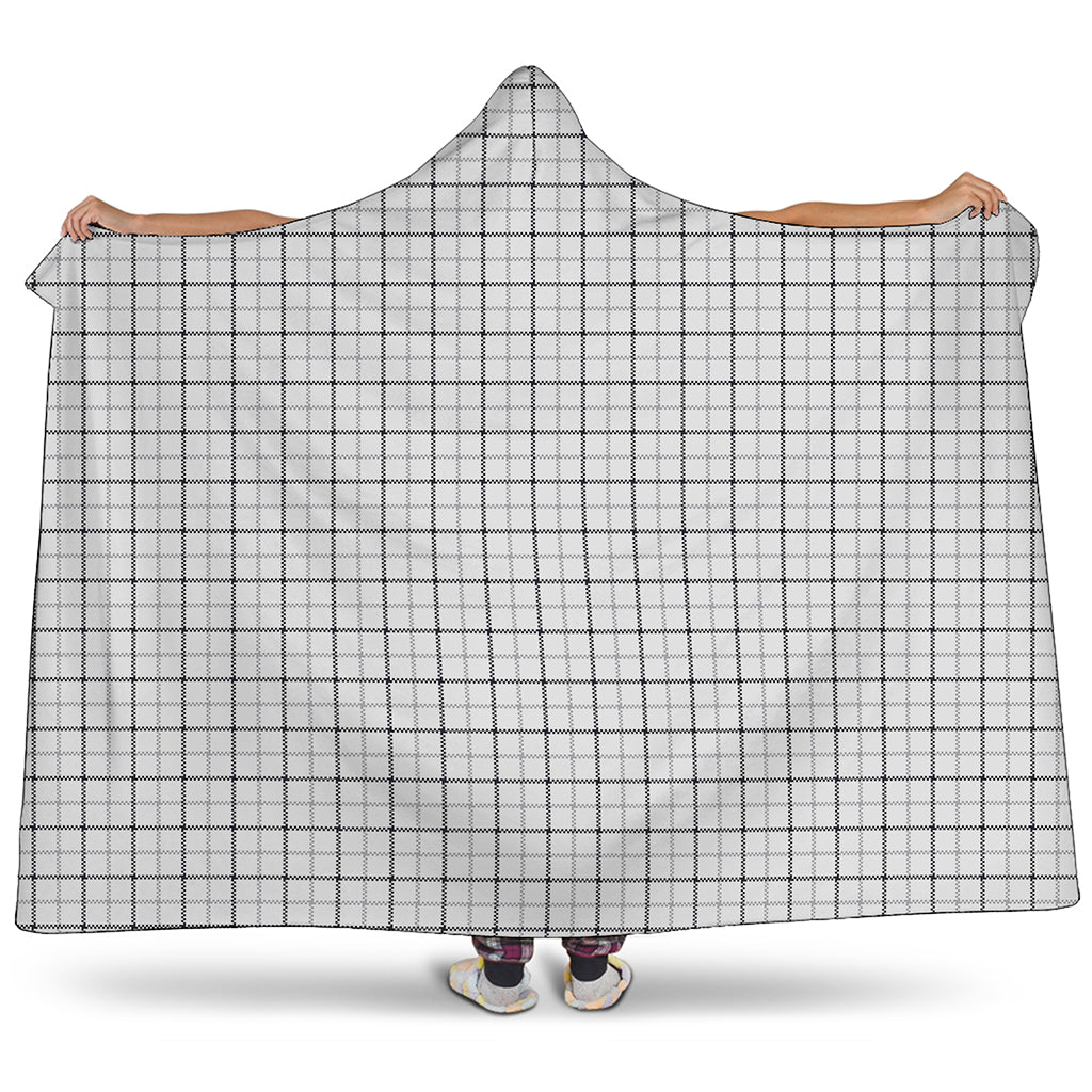 White Tattersall Pattern Print Hooded Blanket