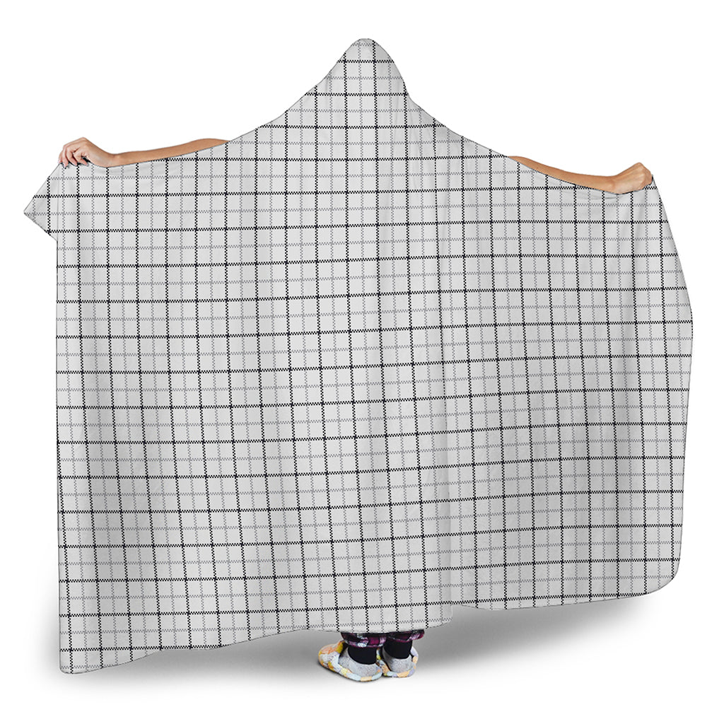White Tattersall Pattern Print Hooded Blanket