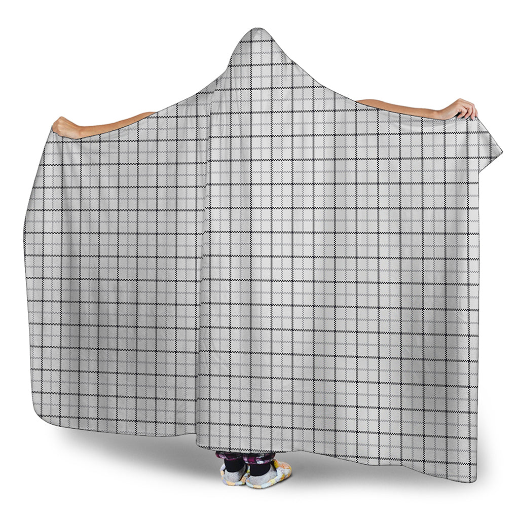 White Tattersall Pattern Print Hooded Blanket