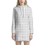 White Tattersall Pattern Print Hoodie Dress