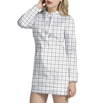 White Tattersall Pattern Print Hoodie Dress