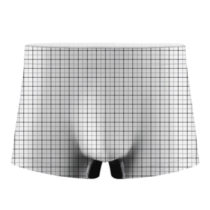 White Tattersall Pattern Print Men's Boxer Briefs
