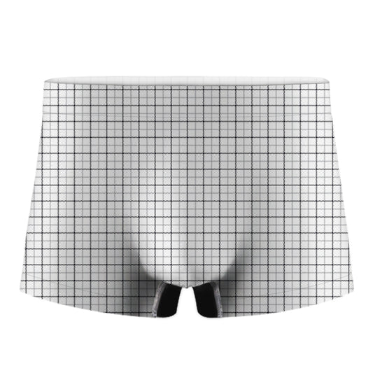 White Tattersall Pattern Print Men's Boxer Briefs