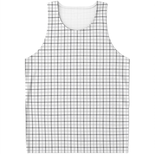 White Tattersall Pattern Print Men's Tank Top