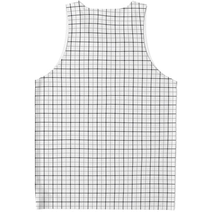 White Tattersall Pattern Print Men's Tank Top