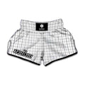 White Tattersall Pattern Print Muay Thai Boxing Shorts