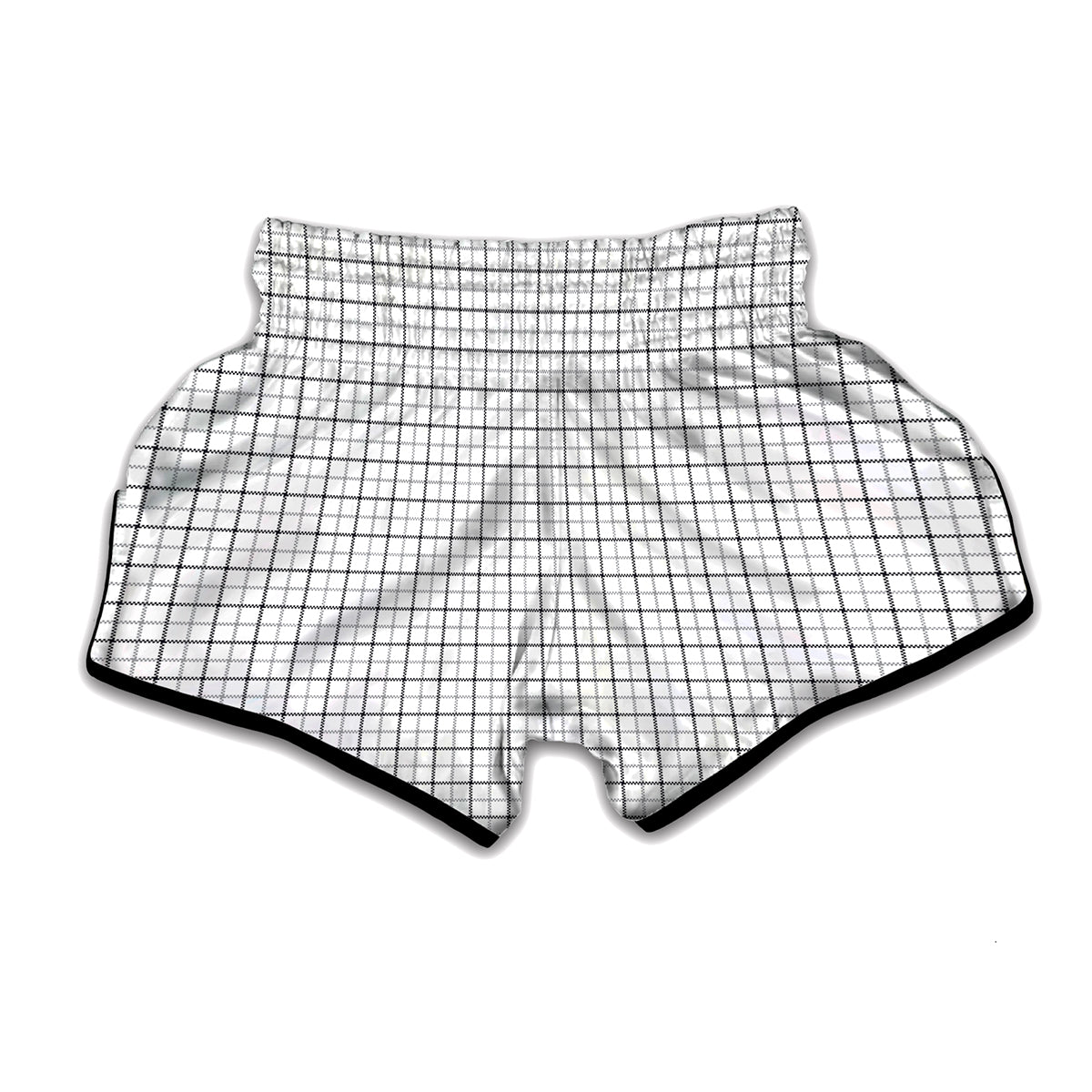 White Tattersall Pattern Print Muay Thai Boxing Shorts