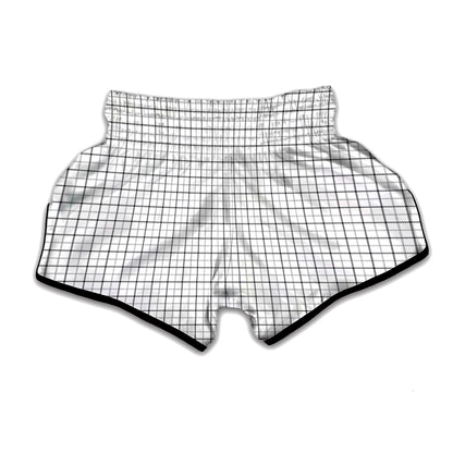 White Tattersall Pattern Print Muay Thai Boxing Shorts