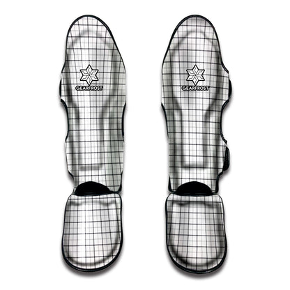 White Tattersall Pattern Print Muay Thai Shin Guard