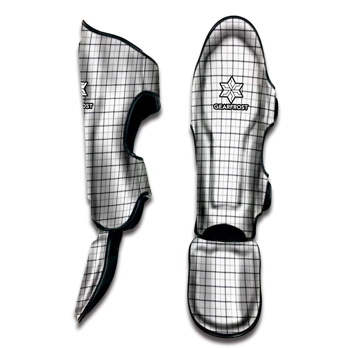 White Tattersall Pattern Print Muay Thai Shin Guard