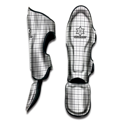 White Tattersall Pattern Print Muay Thai Shin Guard