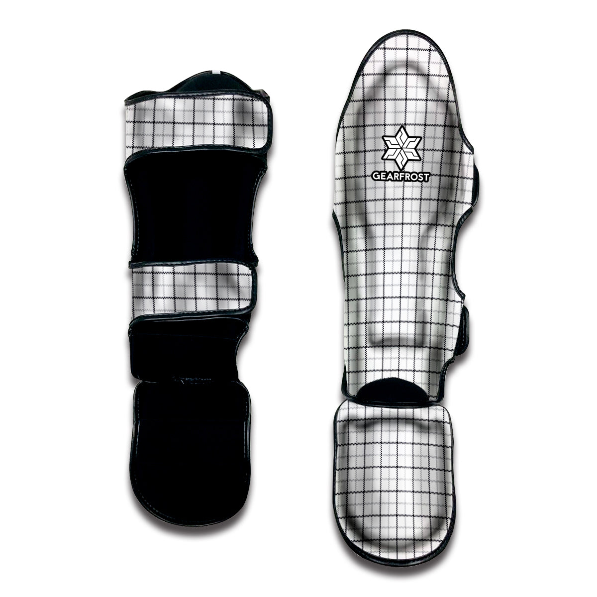 White Tattersall Pattern Print Muay Thai Shin Guard