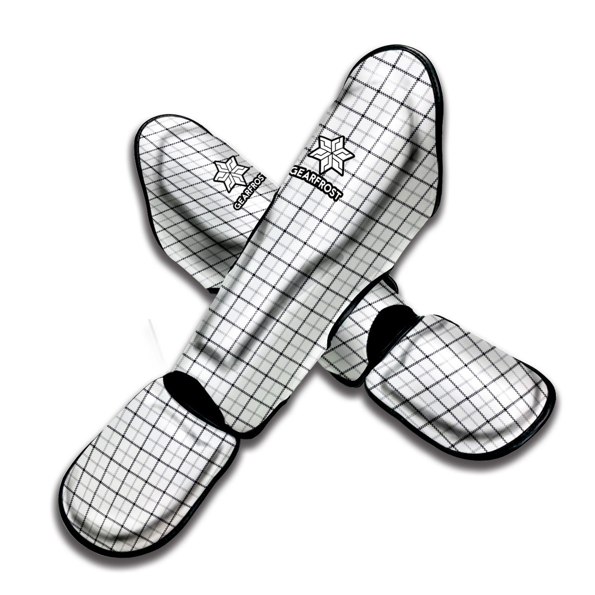 White Tattersall Pattern Print Muay Thai Shin Guard