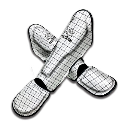 White Tattersall Pattern Print Muay Thai Shin Guard
