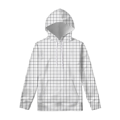 White Tattersall Pattern Print Pullover Hoodie