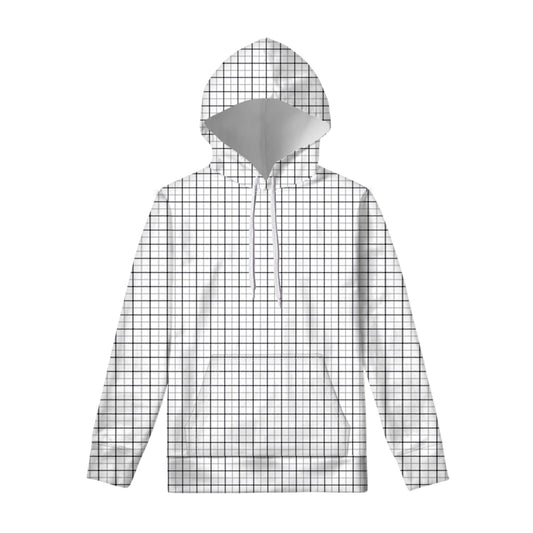 White Tattersall Pattern Print Pullover Hoodie