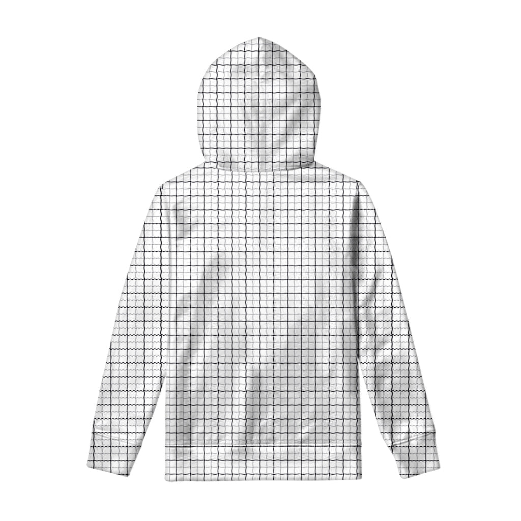 White Tattersall Pattern Print Pullover Hoodie