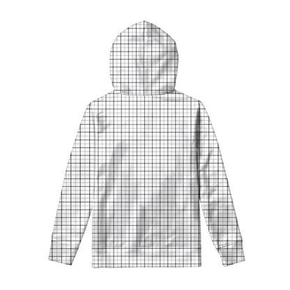White Tattersall Pattern Print Pullover Hoodie