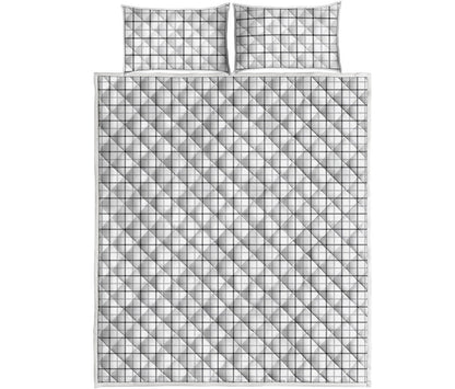 White Tattersall Pattern Print Quilt Bed Set