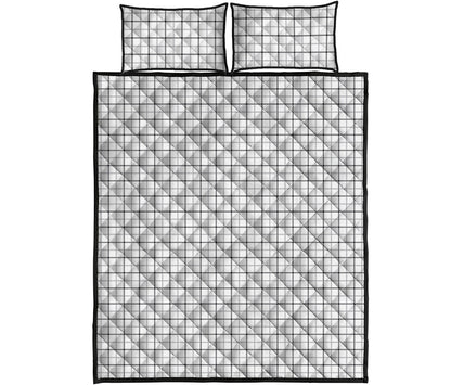 White Tattersall Pattern Print Quilt Bed Set