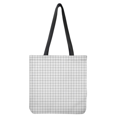 White Tattersall Pattern Print Tote Bag