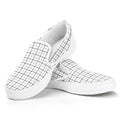 White Tattersall Pattern Print White Slip On Sneakers