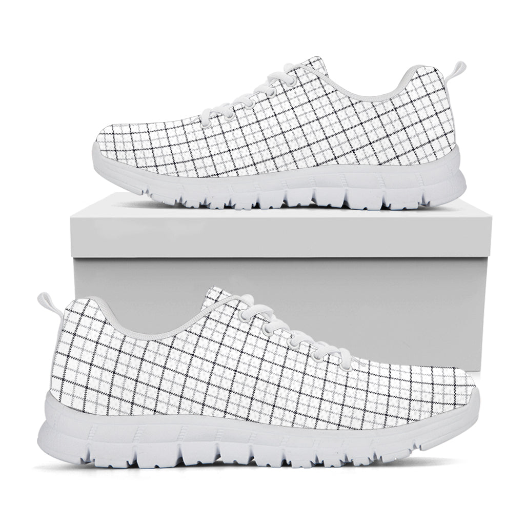 White Tattersall Pattern Print White Sneakers