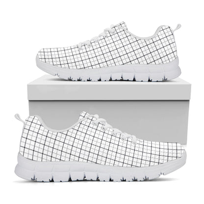 White Tattersall Pattern Print White Sneakers