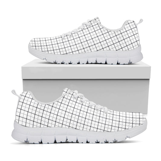 White Tattersall Pattern Print White Sneakers