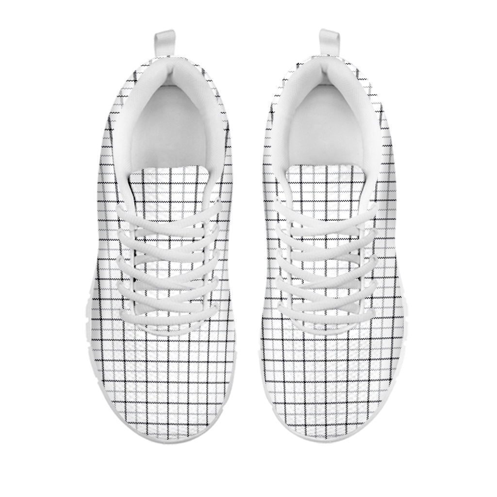 White Tattersall Pattern Print White Sneakers