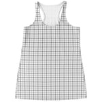 White Tattersall Pattern Print Women's Racerback Tank Top