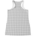 White Tattersall Pattern Print Women's Racerback Tank Top